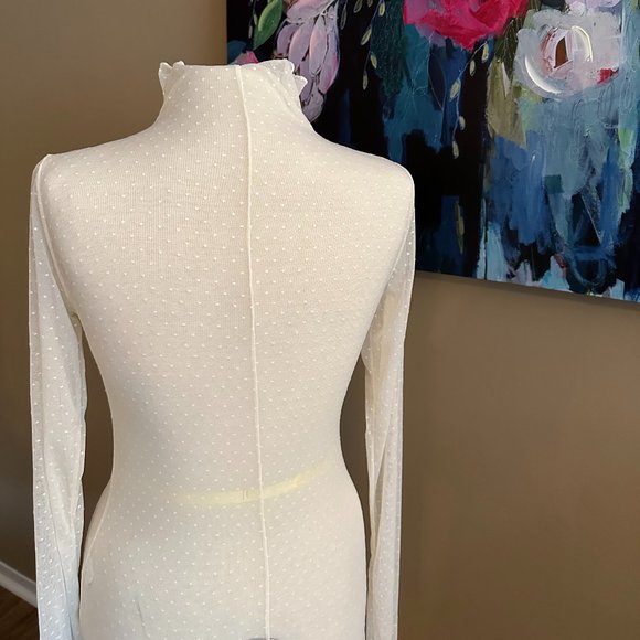 Free People Sheer Mock Neck Long Sleeve Layering Top Size Medium - Picture 5 of 9